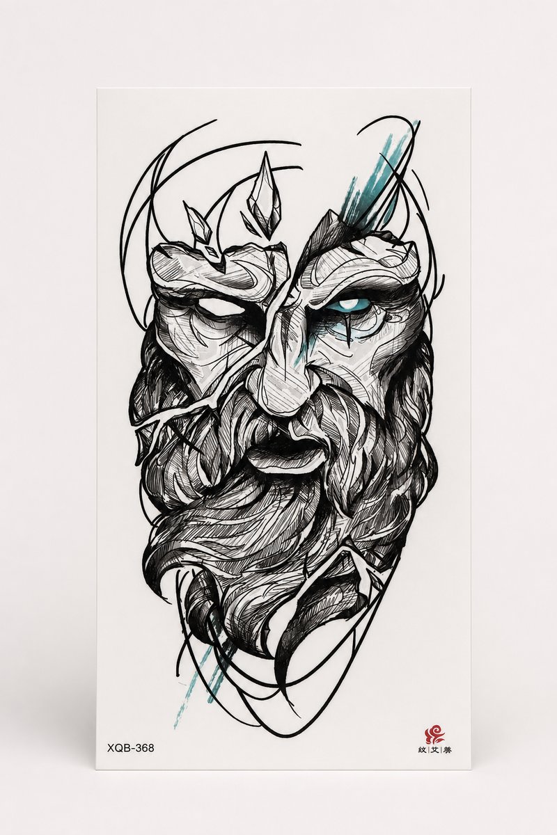 Temp-Tattoo 20-07 „Der Wikinger" — Klein, ≈ 20 cm