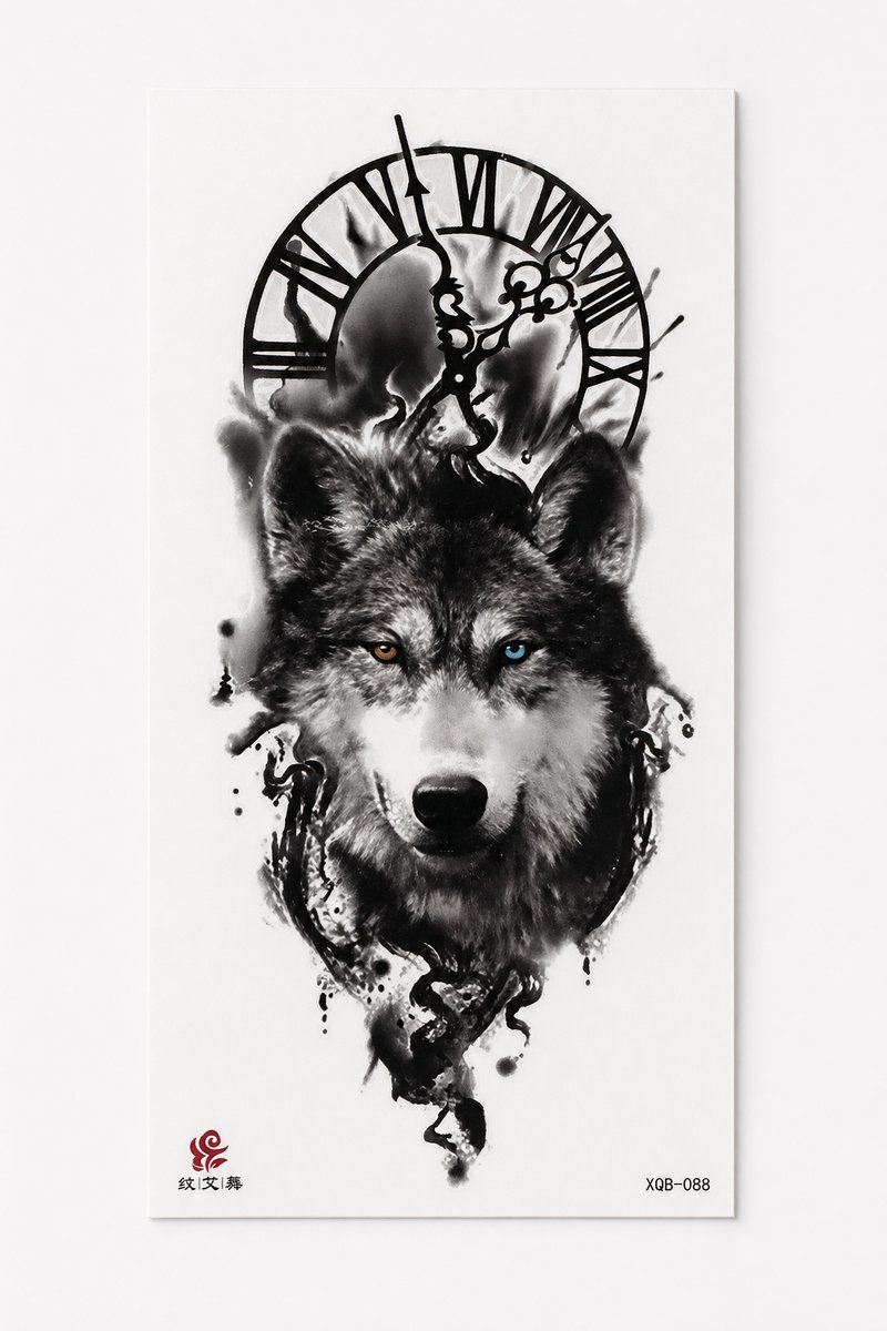 Temp-Tattoo 20-09 „Wolfsstunde" — Klein, ≈ 20 cm