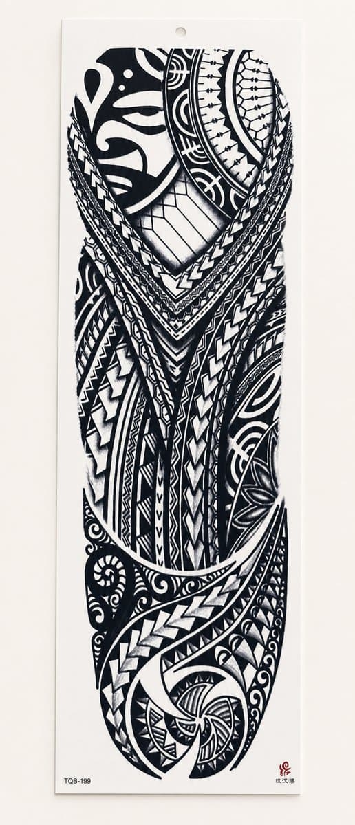 Temp-Tattoo 47-07 „Maori Voll-Sleeve" — Groß, ≈ 47 cm